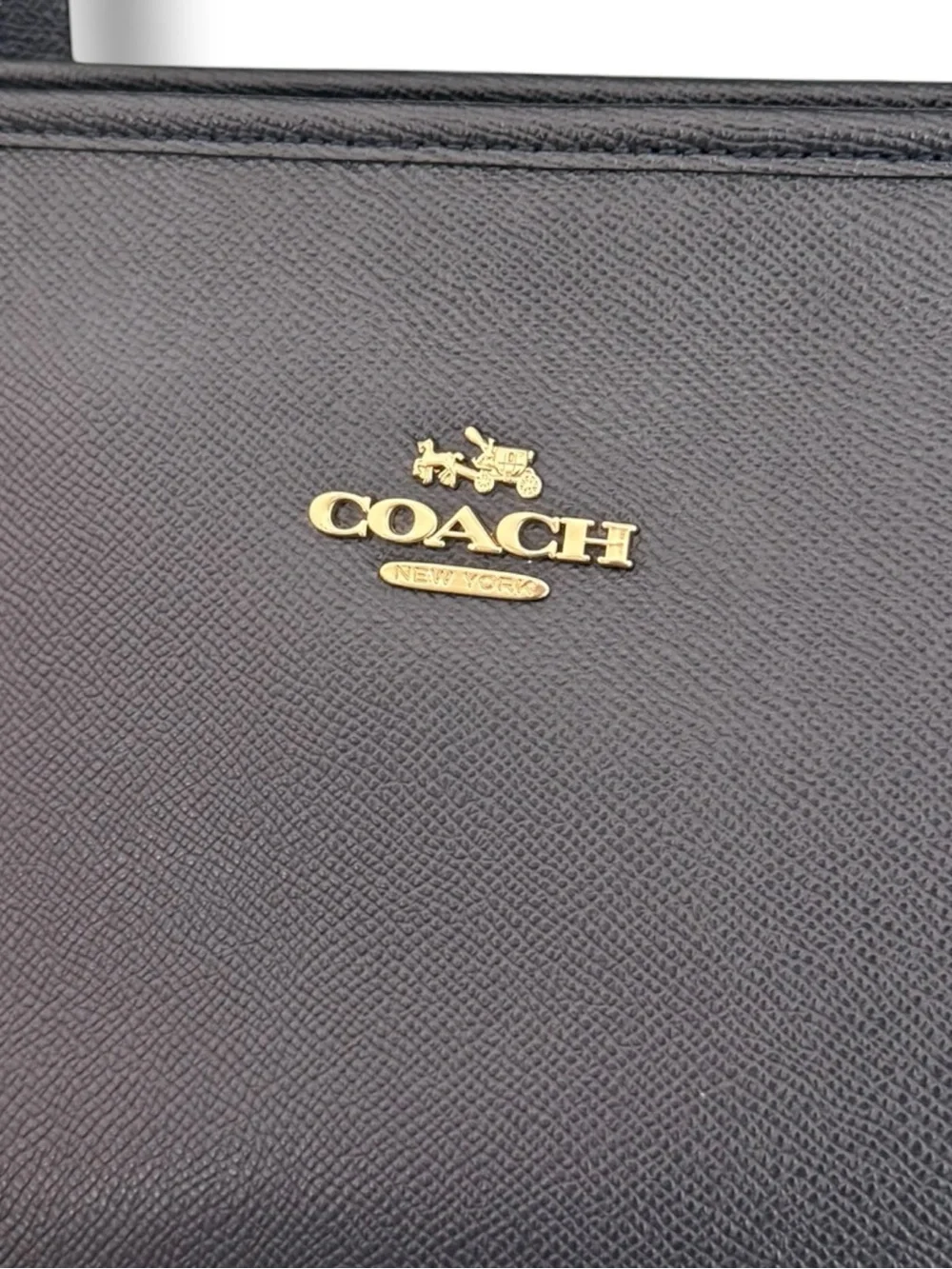 COACH Large City Tote Bag Coated Crossgrain Leather Tote, Navy, EUC - Picture 7 of 15
